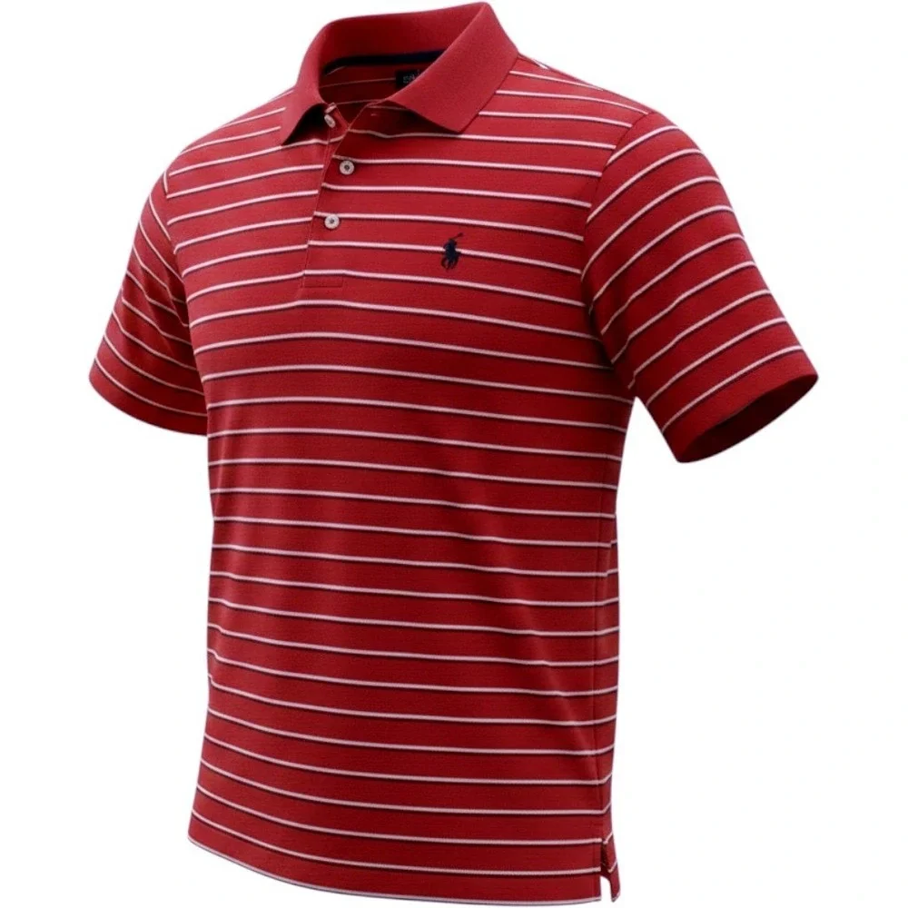 Polo Ralph Lauren Polo Shirts Mens M Striped Gray Red White Preppy Golf Lot of 2